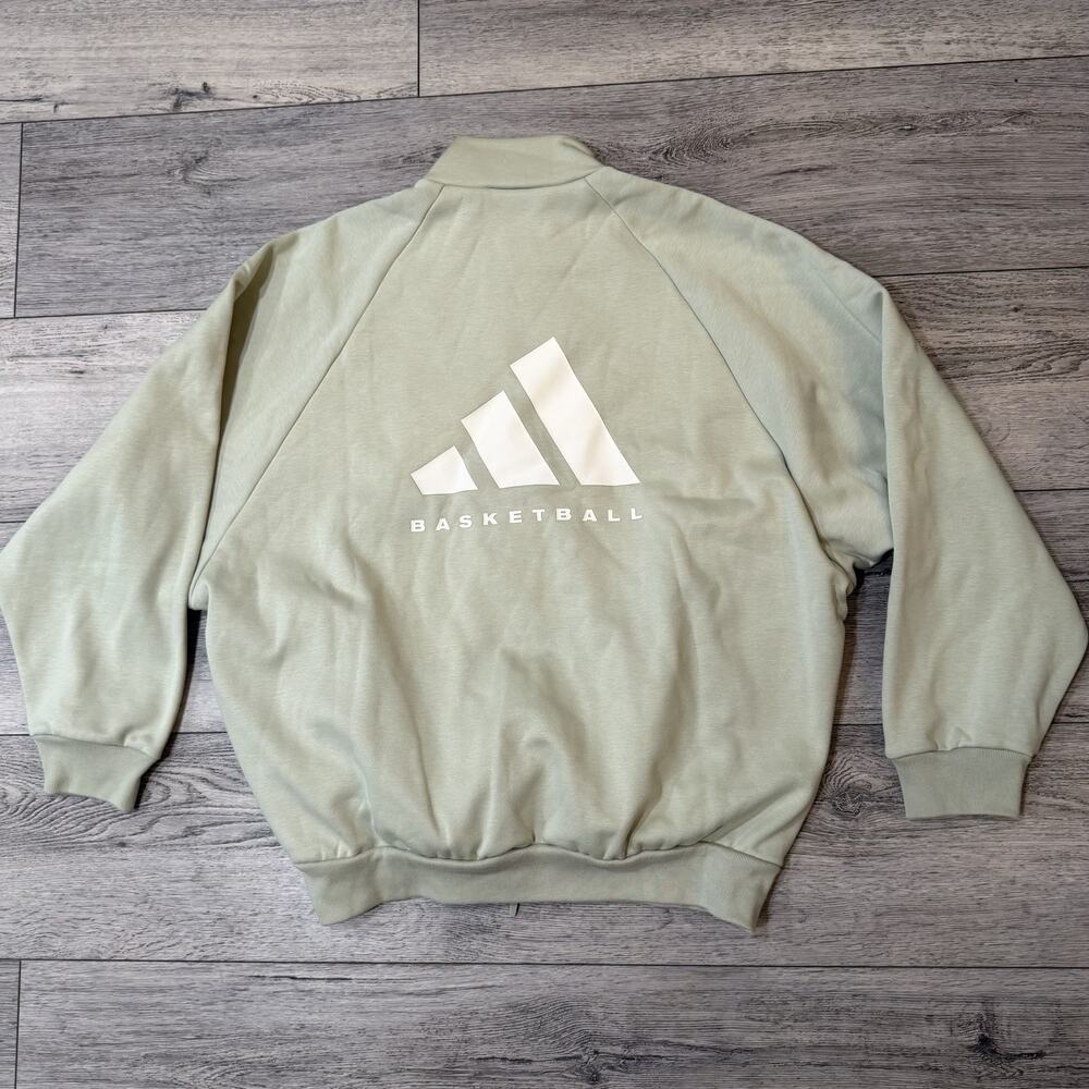 adidas Basketball Track Jacket Mens Size Medium Full Zip Fleece Inside Warmup